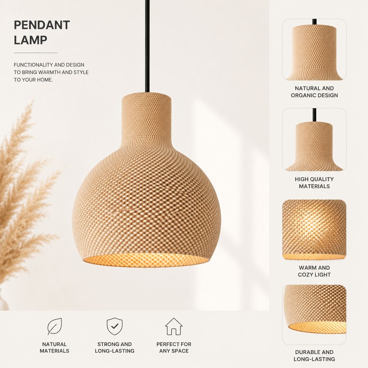 Scandinavian Pendant Light  – Minimalist Ceiling Lamps 21cm