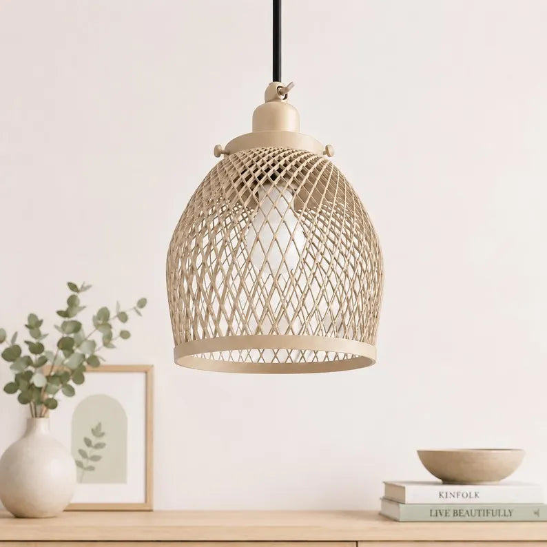 Haven Pendant Light | Scandinavian Woven Hanging Lamp | Japandi Woven Pendant Light for Cozy Interiors