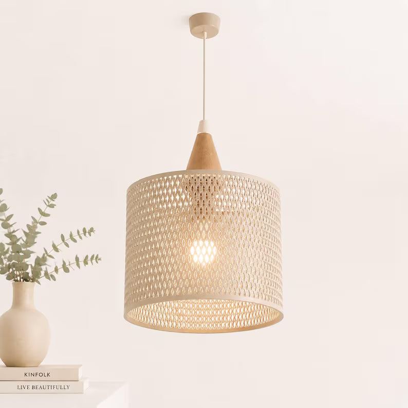 Scandinavian Pendant Light, Geometric Ceiling Lamp, Japandi Lighting, Modern Hanging Light, Bedroom Decor