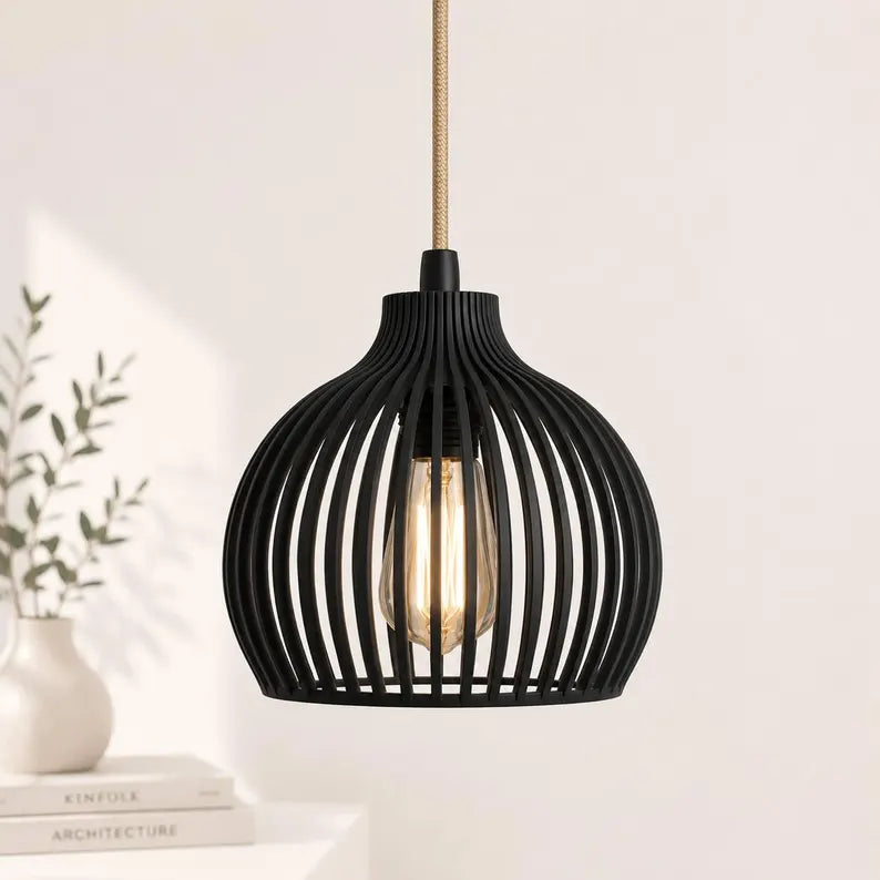 Scandinavian Style Pendant Light | Elegant Ribbed Hanging Lamp
