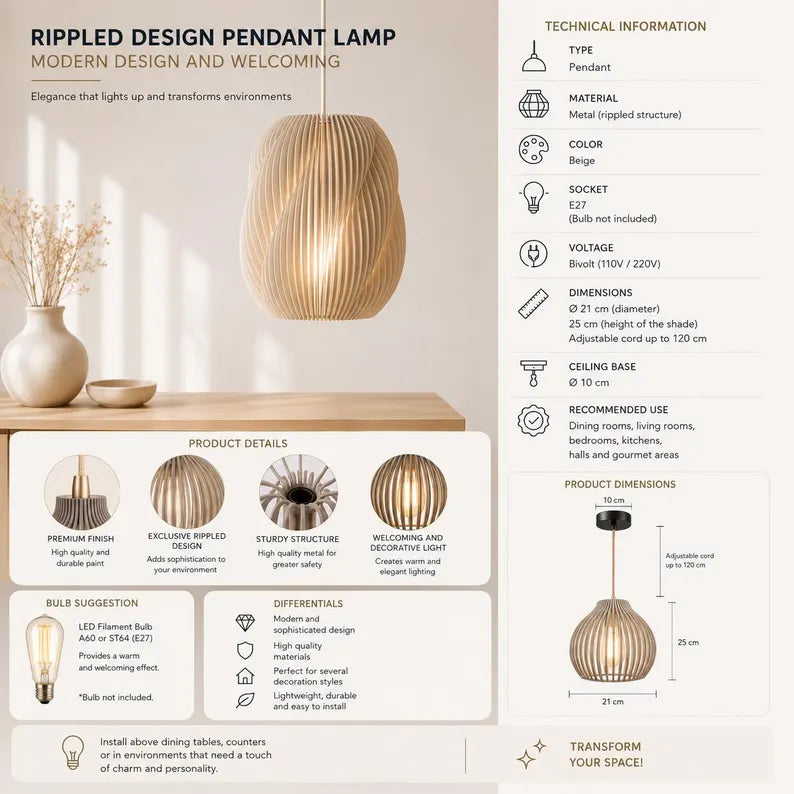 Willow Pendant Light | Scandinavian Japandi Hanging Lamp| Pendant Lamp for Cozy Inte