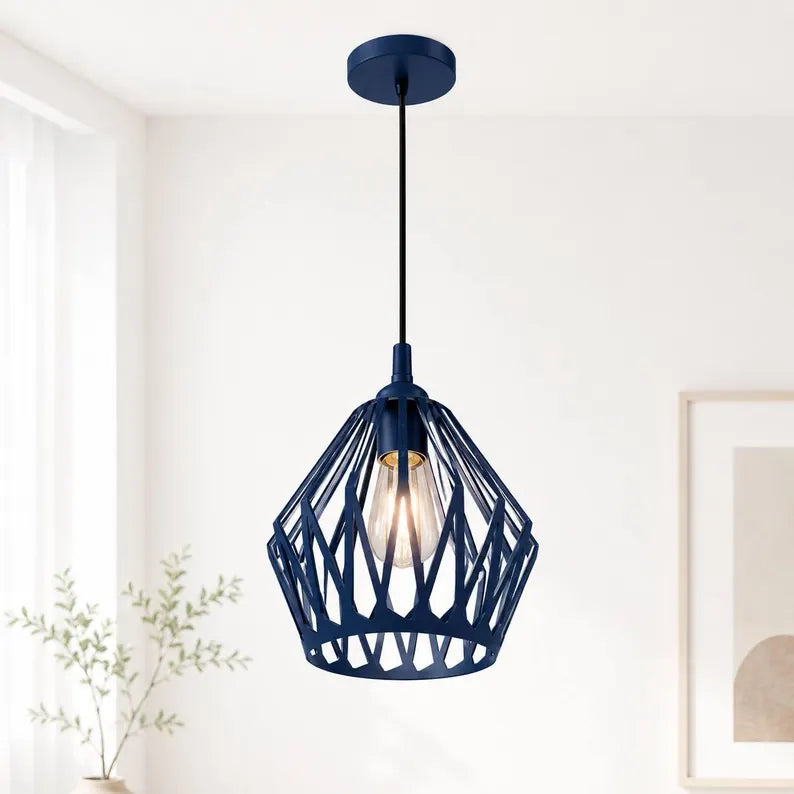 Atlas Pendant Light | Modern Geometric Industrial Pendant Lamp | Scandinavian Cage Pendant Light for Kitc