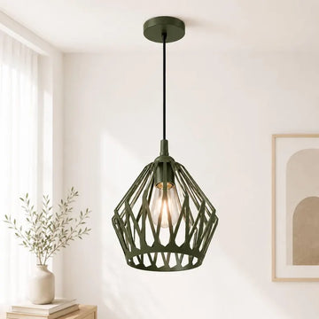 Atlas Pendant Light | Modern Geometric Industrial Pendant Lamp | Scandinavian Cage Pendant Light for Kitc