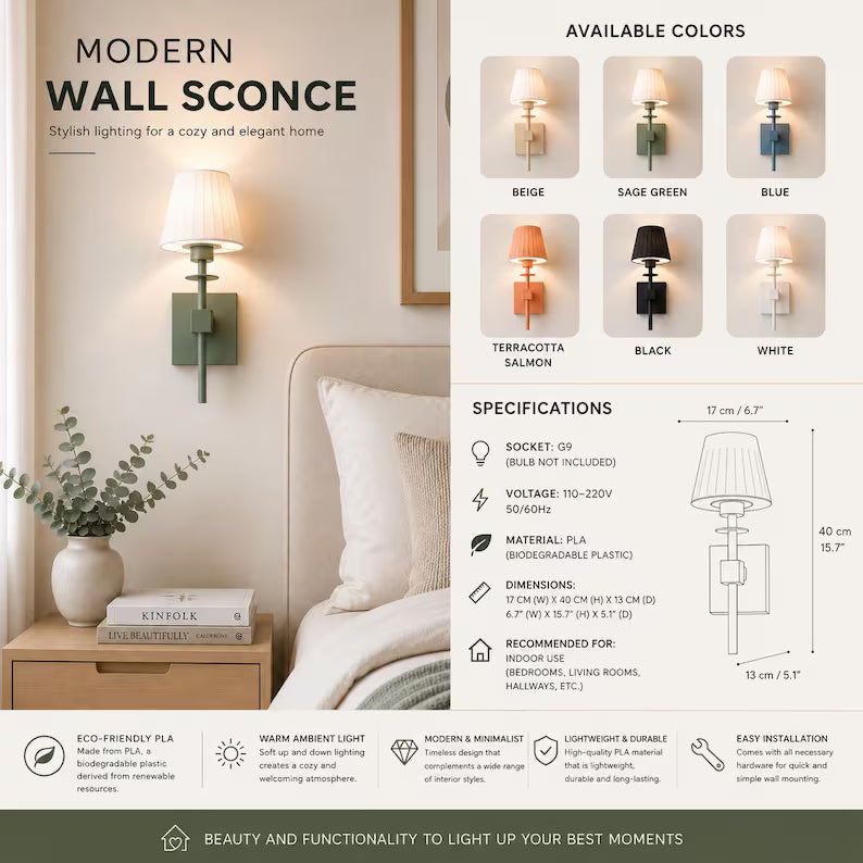 Modern Wall Sconce Lamp | Scandinavian Bedroom Wall Light | Japandi Wall Lamp | Sconce | PLA Modern Lighting