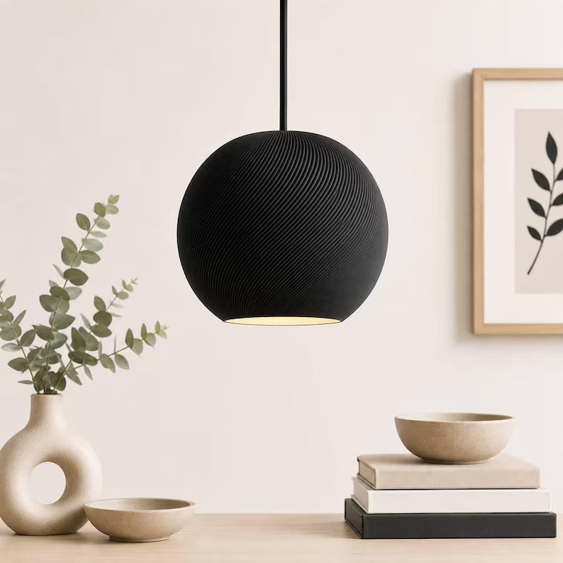 Modern Globe Pendant Light, Scandinavian Hanging Lamp, Minimalist Ceiling Light, Nordic Home Decor, Contemporary Lighting Fixture