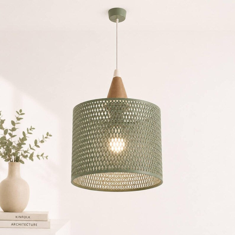 Scandinavian Pendant Light, Geometric Ceiling Lamp, Japandi Lighting, Modern Hanging Light, Bedroom Decor