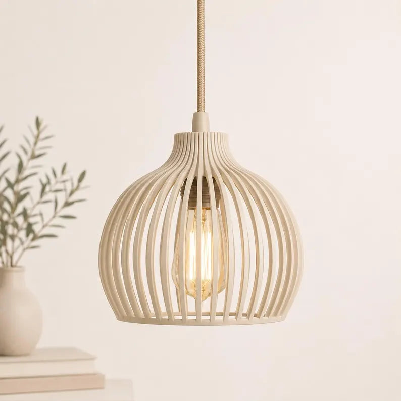 Scandinavian Style Pendant Light | Elegant Ribbed Hanging Lamp