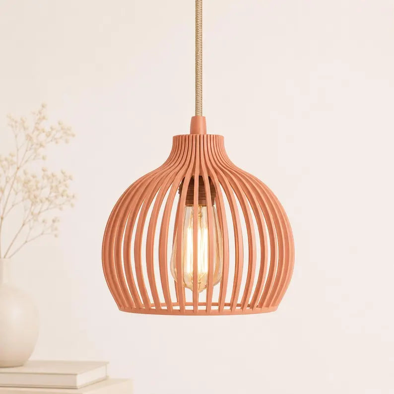 Scandinavian Style Pendant Light | Elegant Ribbed Hanging Lamp