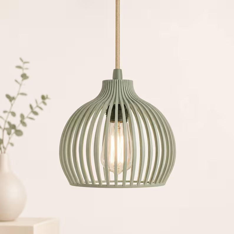 Scandinavian Style Pendant Light | Elegant Ribbed Hanging Lamp