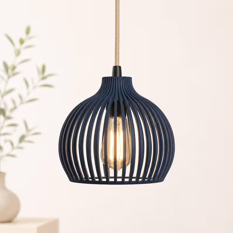 Scandinavian Style Pendant Light | Elegant Ribbed Hanging Lamp
