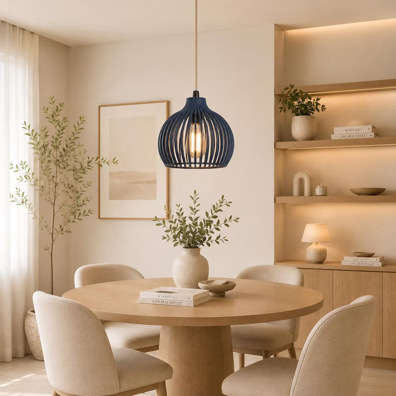 Scandinavian Style Pendant Light | Elegant Ribbed Hanging Lamp