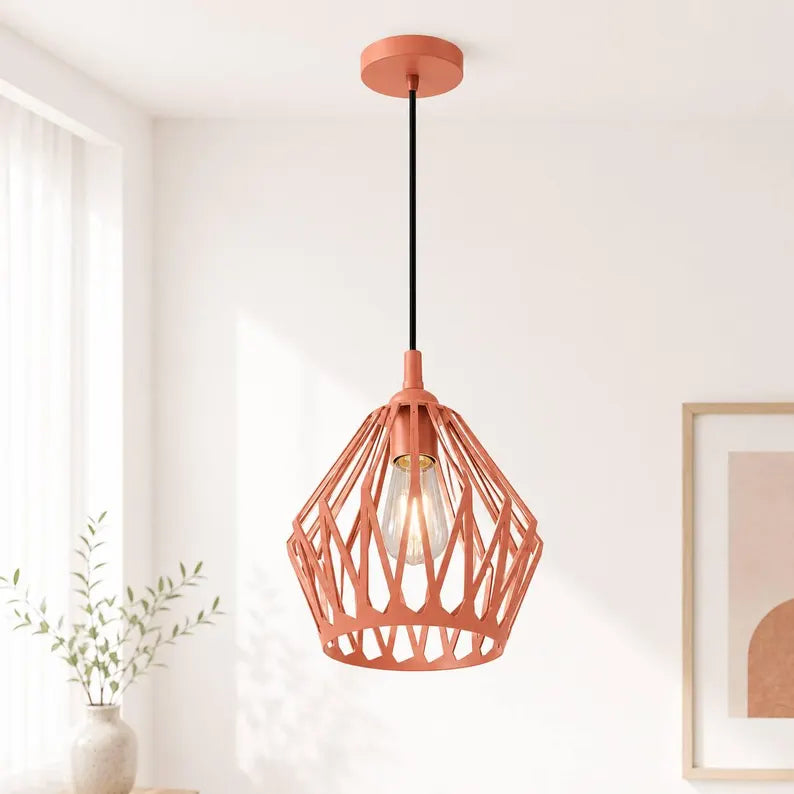Atlas Pendant Light | Modern Geometric Industrial Pendant Lamp | Scandinavian Cage Pendant Light for Kitc