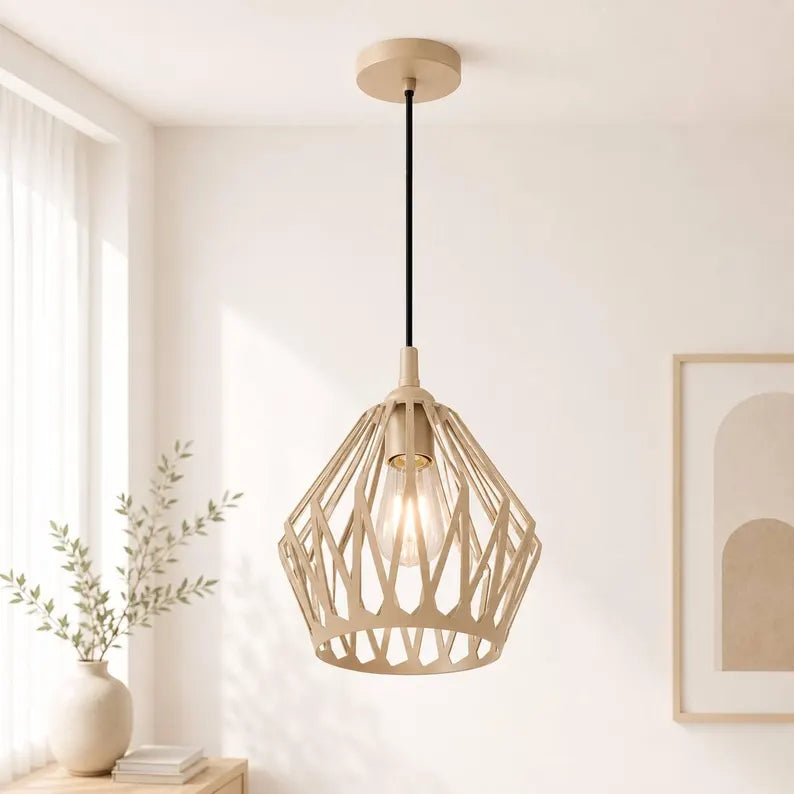 Atlas Pendant Light | Modern Geometric Industrial Pendant Lamp | Scandinavian Cage Pendant Light for Kitc