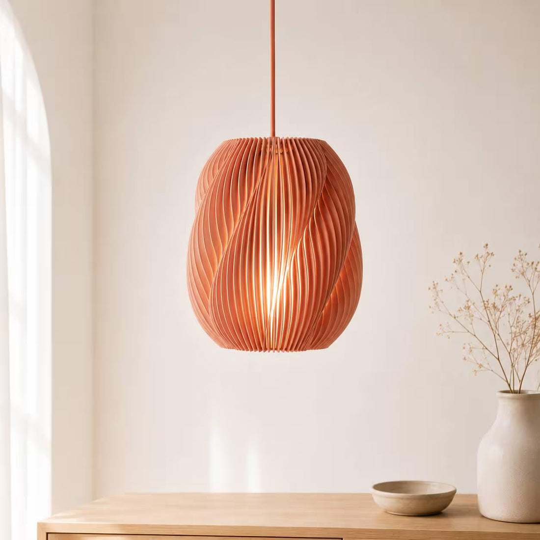 Willow Pendant Light | Scandinavian Japandi Hanging Lamp| Pendant Lamp for Cozy Inte