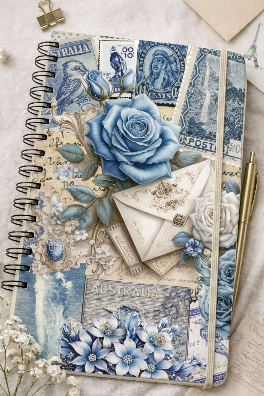 Blue Vintage Letters Notebook