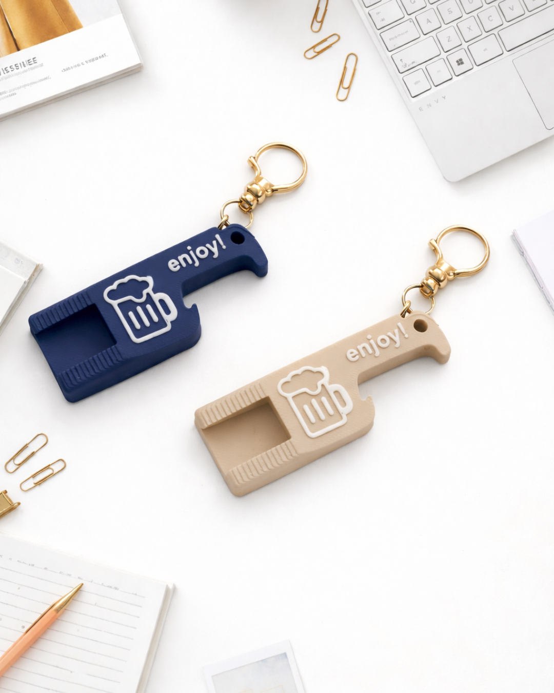 “Enjoy” Bottle Opener Keychain – Compact & Practical