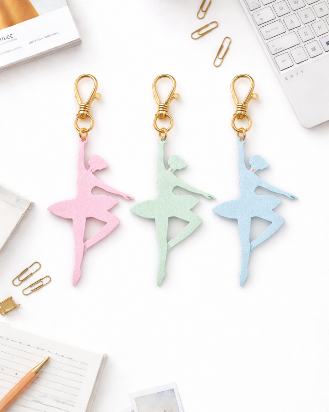 Delicate Ballerina Keychain – Elegant Pastel Design