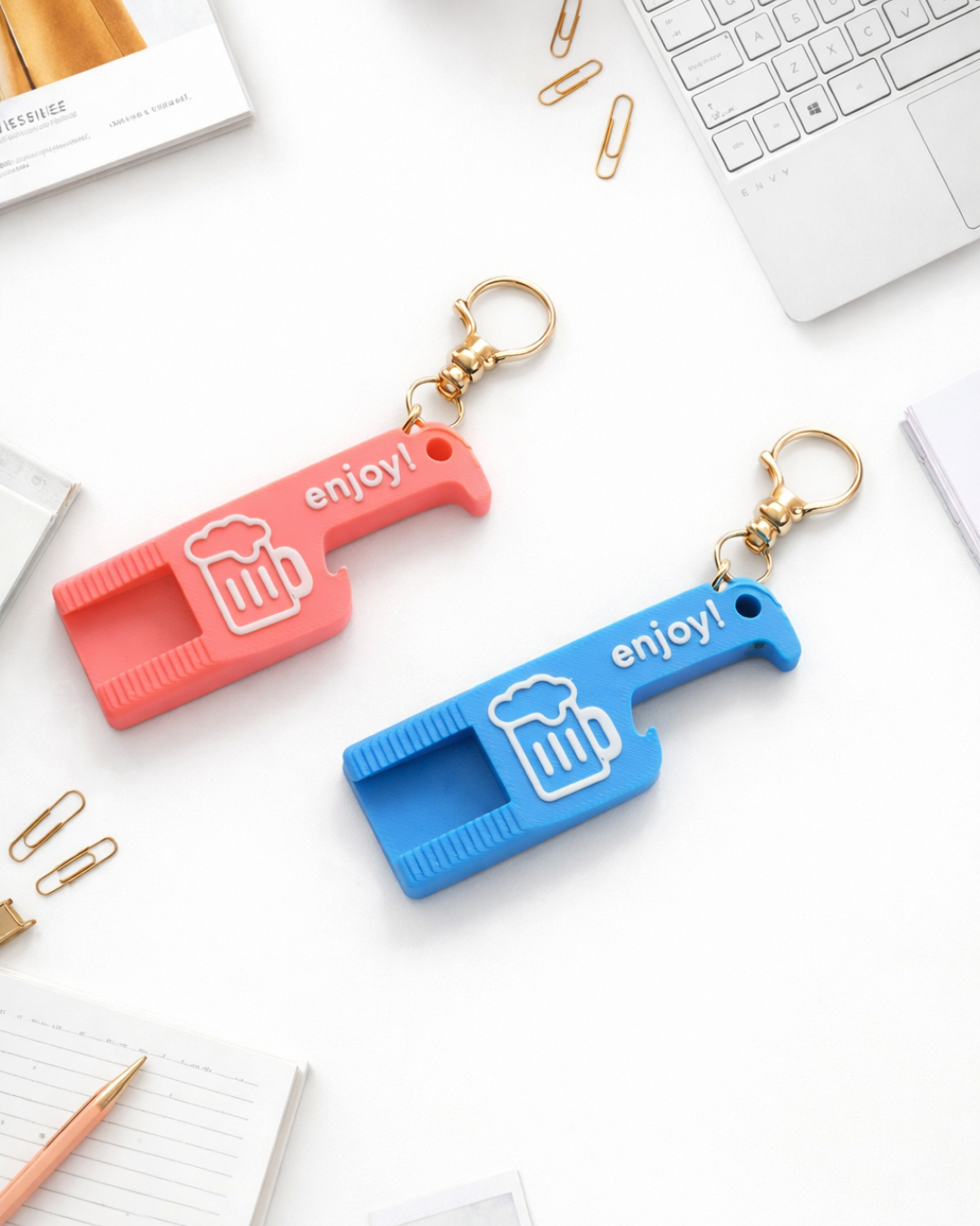 “Enjoy” Bottle Opener Keychain – Compact & Practical